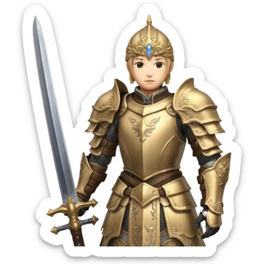 Final Fantasy XI Paladin, classic armor, standing proud, sword raised sticker