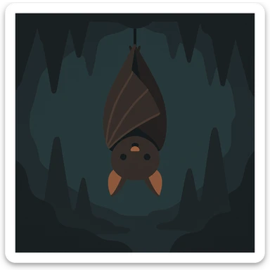 Flat design style bat in the cave sticker