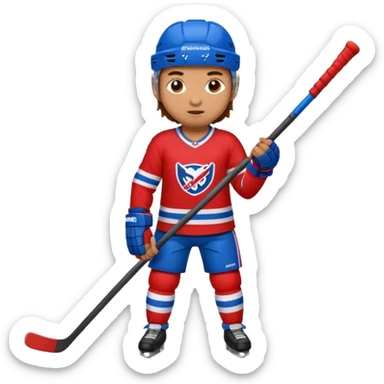 Hockey player in blue and red full body sticker