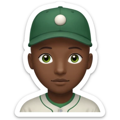 Black bald guy with a baseball cap, brown eyes & a white girl brown hair with green eyes no baseball cap sticker