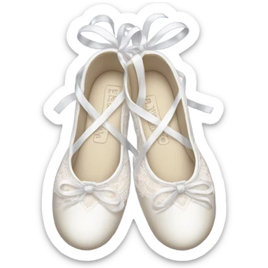 Crossed white ballet shoes with long and beautiful corses design, light lace cover all the surface sticker