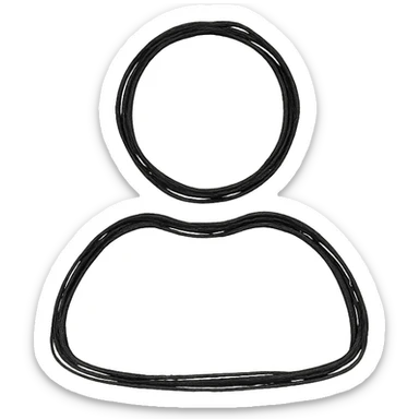 a person in hand-drawn black outline style sticker