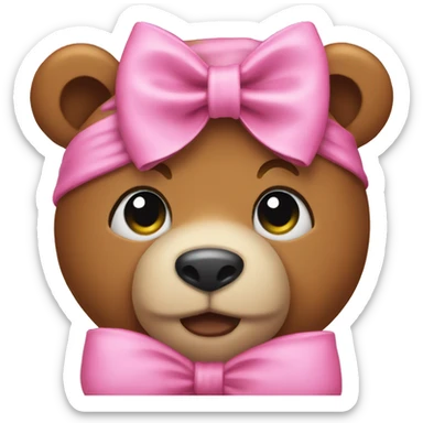 Pink bow bear sticker