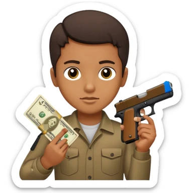 A brown kid holding a black glock 19 and cash sticker