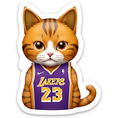 cat wearing lakers lebron james jersey sticker