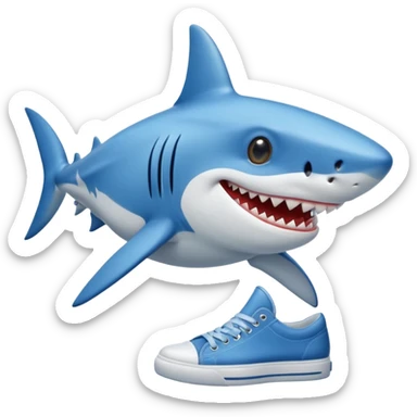 Shark emoji wearing shoes sticker