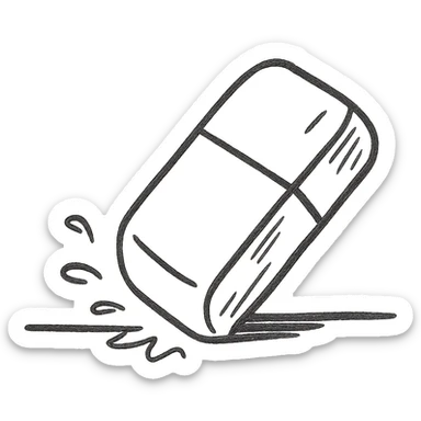 Eraser removing line on paper sticker