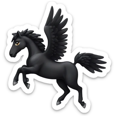 Sleek black Pegasus galloping with wings spread out sticker