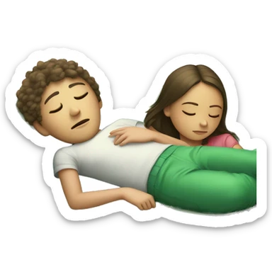 Girl sleeping on Green Couch and Boy watching on iPad sticker