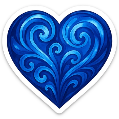 heart with a swirling sapphire pattern, digital illustration sticker