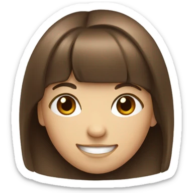 smiling girl with brown hair and bangs sticker