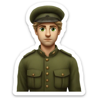 25 year old green eyed peasant during the 1917 revolution in russia photorealistic serious sticker