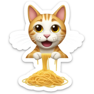 Cat eating spaghetti  sticker