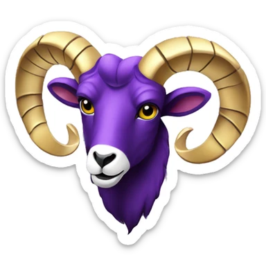 Purple and gold ram with a beer sticker
