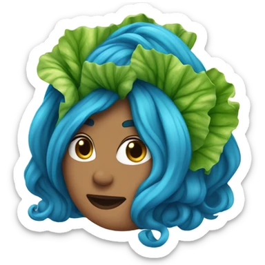 Long blue hair with lettuce hair.  sticker