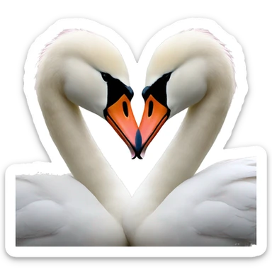 two swans making a heart sticker