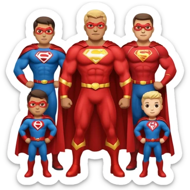 Superhero, in cartoon in superhero family sticker