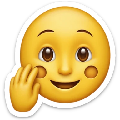 classic yellow emoji face touching its own ear then knocking on wood sticker