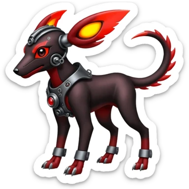 Futuristic Steampunky Punky Edgy Emo Badass Houndoom-Genesect-Pokémon-Fakémon-hybrid-creature sticker
