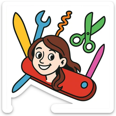 Make the woman more pale while keeping the cartoonish style and vibrant colors. sticker