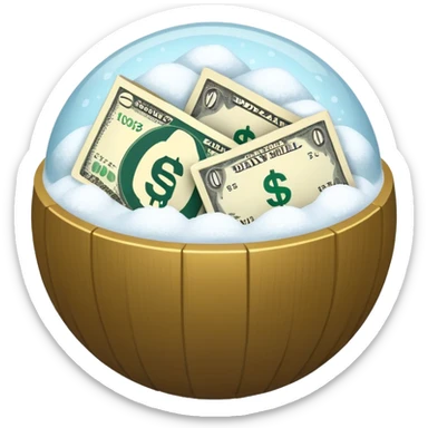 Snow ball with dollar bills  sticker