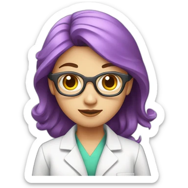 Girl with a violet hair scientist in a labcoat sticker