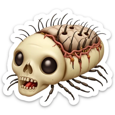 decomposing corpse rotting with maggots and flies sticker
