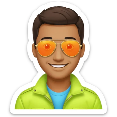 man wearing reflective neon aviator sunglasses sticker
