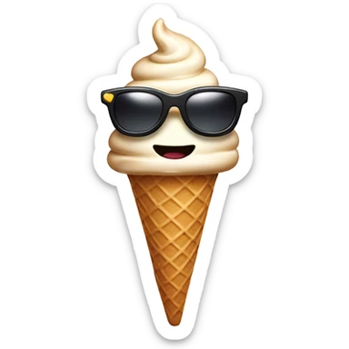 Turd with sunglasses eating icecream sticker