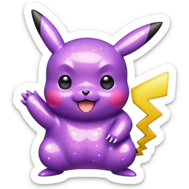 glitter purple pikachu sticker