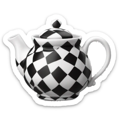 Black and white checkered teapot sticker