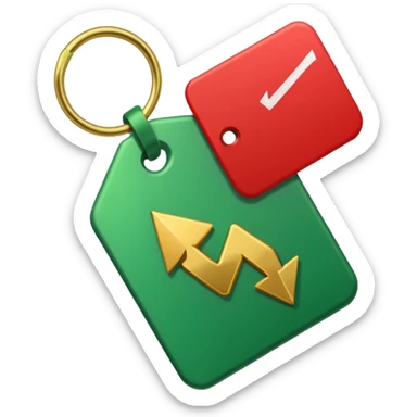 Tag vermelha com uma flecha pra cima verde do lado sticker