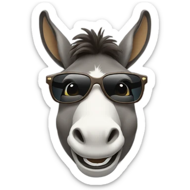 Donkey smiling showing teeth and wearing sunglasses sticker