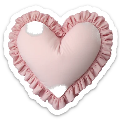 Shabby chic print heart shaped baby pink pillow with ruffles sticker