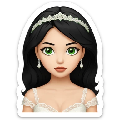 black haired green eyes plump lips nicole peltz at wedding sticker