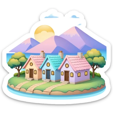 Pastel Roof Cottages sticker