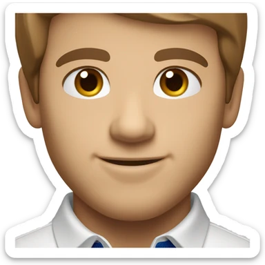 a man smiling with parted brown hair, hazel eyes, Ralph Lauren polo shirt sticker