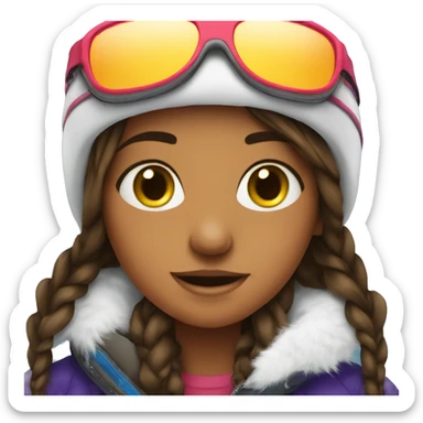 Brunet girl on snowboard  sticker