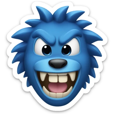 blue emoji with animal teeth sticker