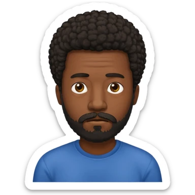 black man with beard, mustache, and short afro sad sticker