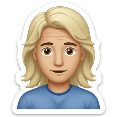 young pc tech guy with long wavy bleached hair, brown eyebrows, no glasses sticker