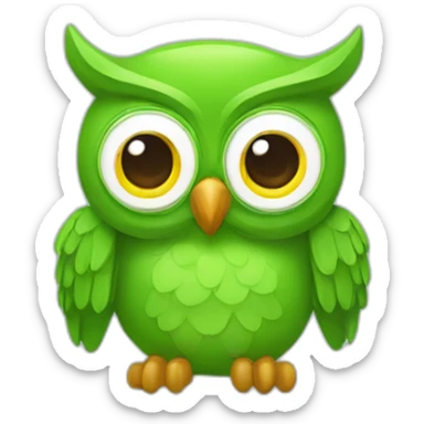 Duolingo green owl mascot sticker