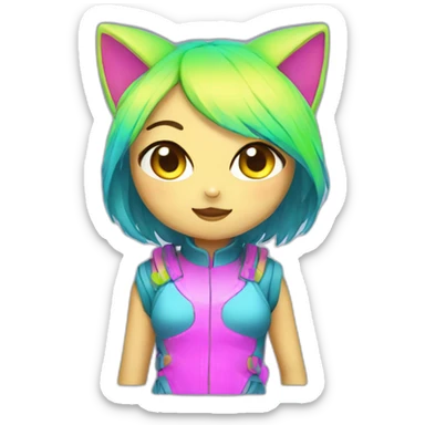 neon neko girl sticker
