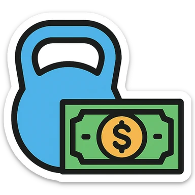 modern icon style kettlebell and money sticker