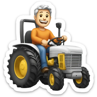 happy person driving giant tractor sticker