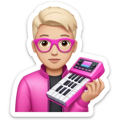 techno guy with a pink synthesizer sticker