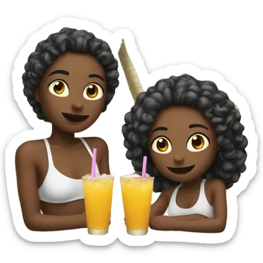 Me and my sister enjoying a little drink on the beach  sticker