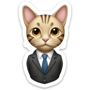 Striped beige cat wearing a suit sticker