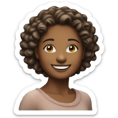 happy girl portrait smiling with a Christmas tree in background  sticker