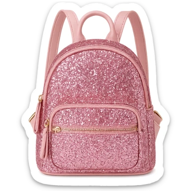 girly sparkling mini backpack, pink color, no background sticker